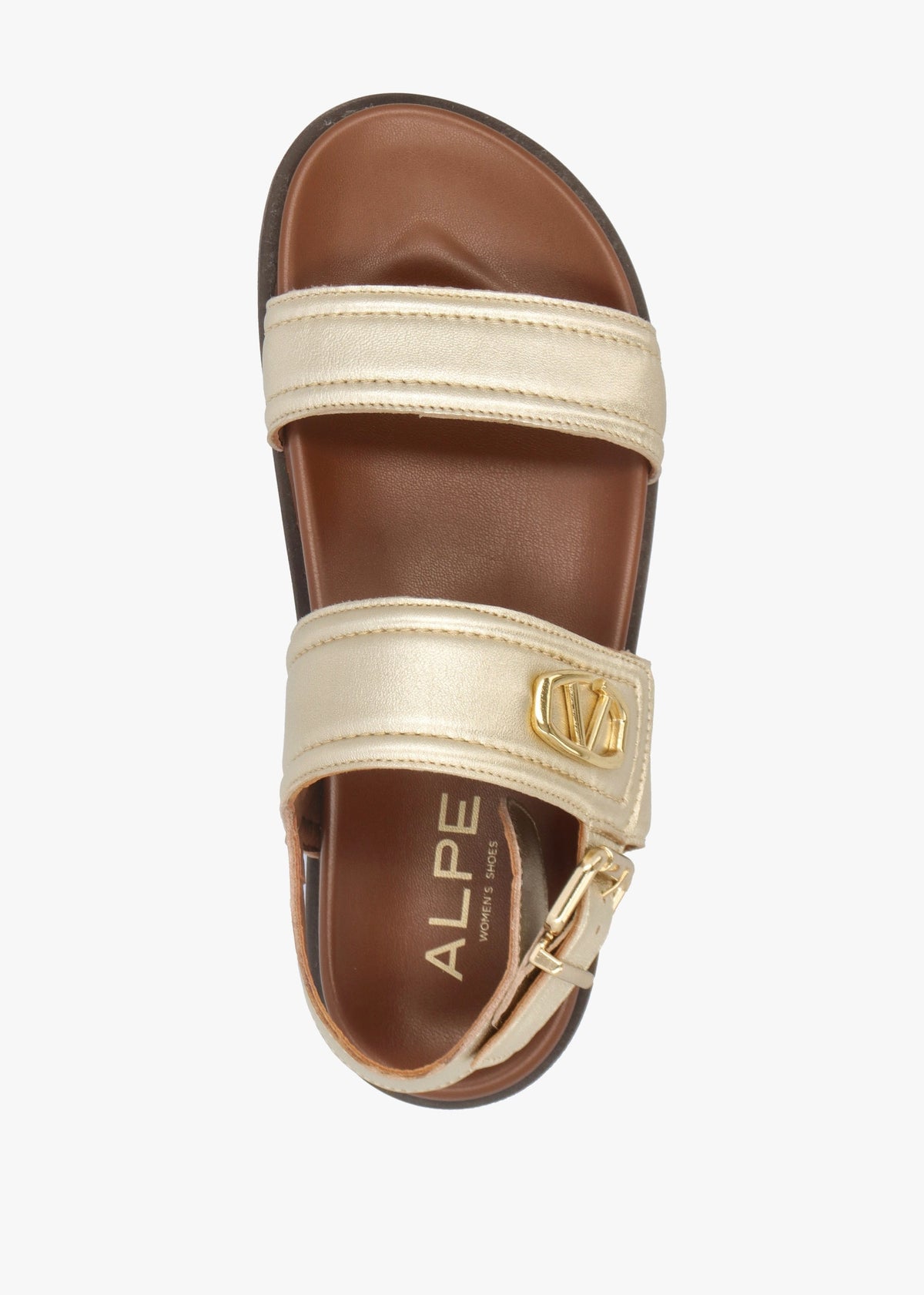 Avadi Gold Leather Two Bar Flat Sandals