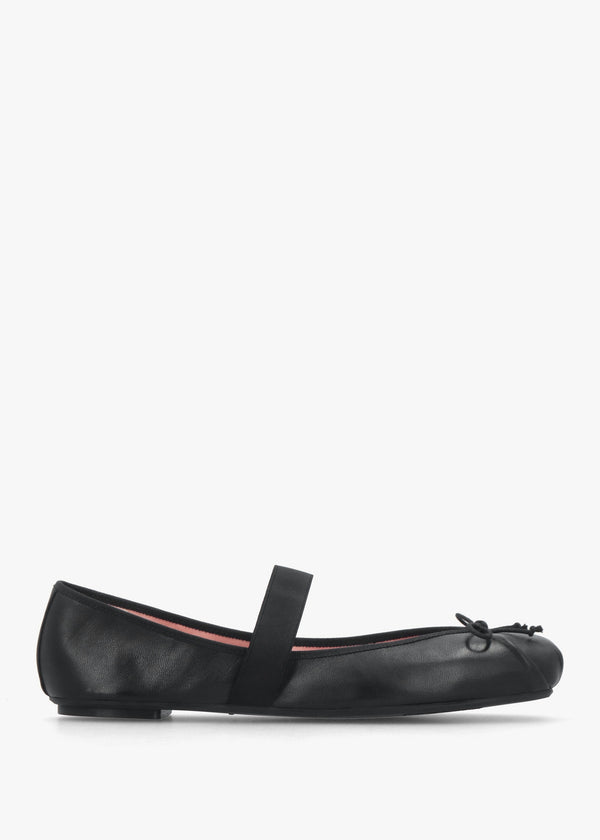 Kristen Black Leather Ballet Pumps