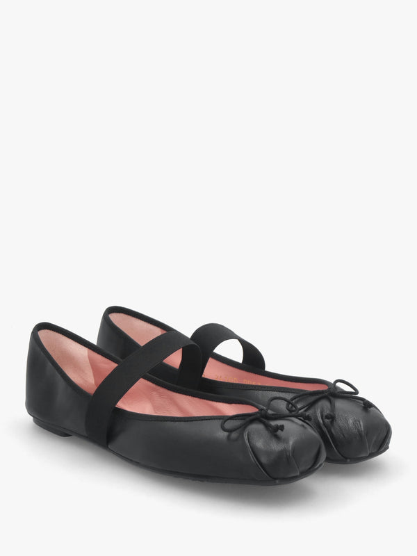 Kristen Black Leather Ballet Pumps