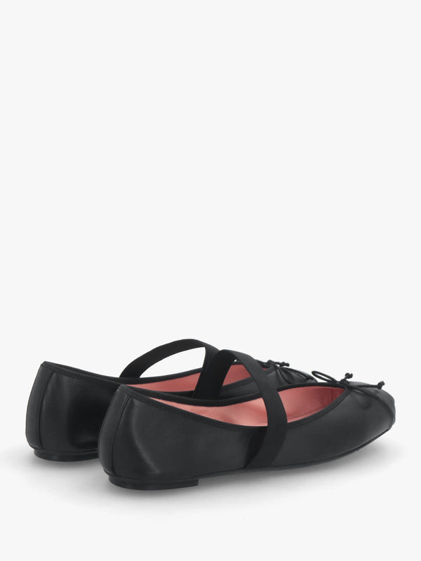 Kristen Black Leather Ballet Pumps