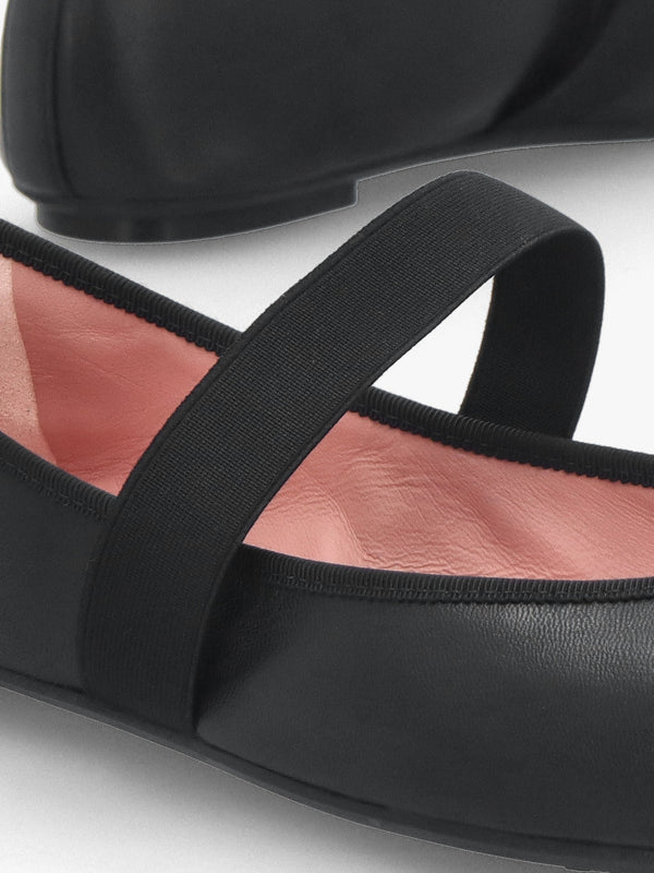 Kristen Black Leather Ballet Pumps