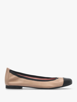 Shirley Nude & Black Leather Ballet Pumps