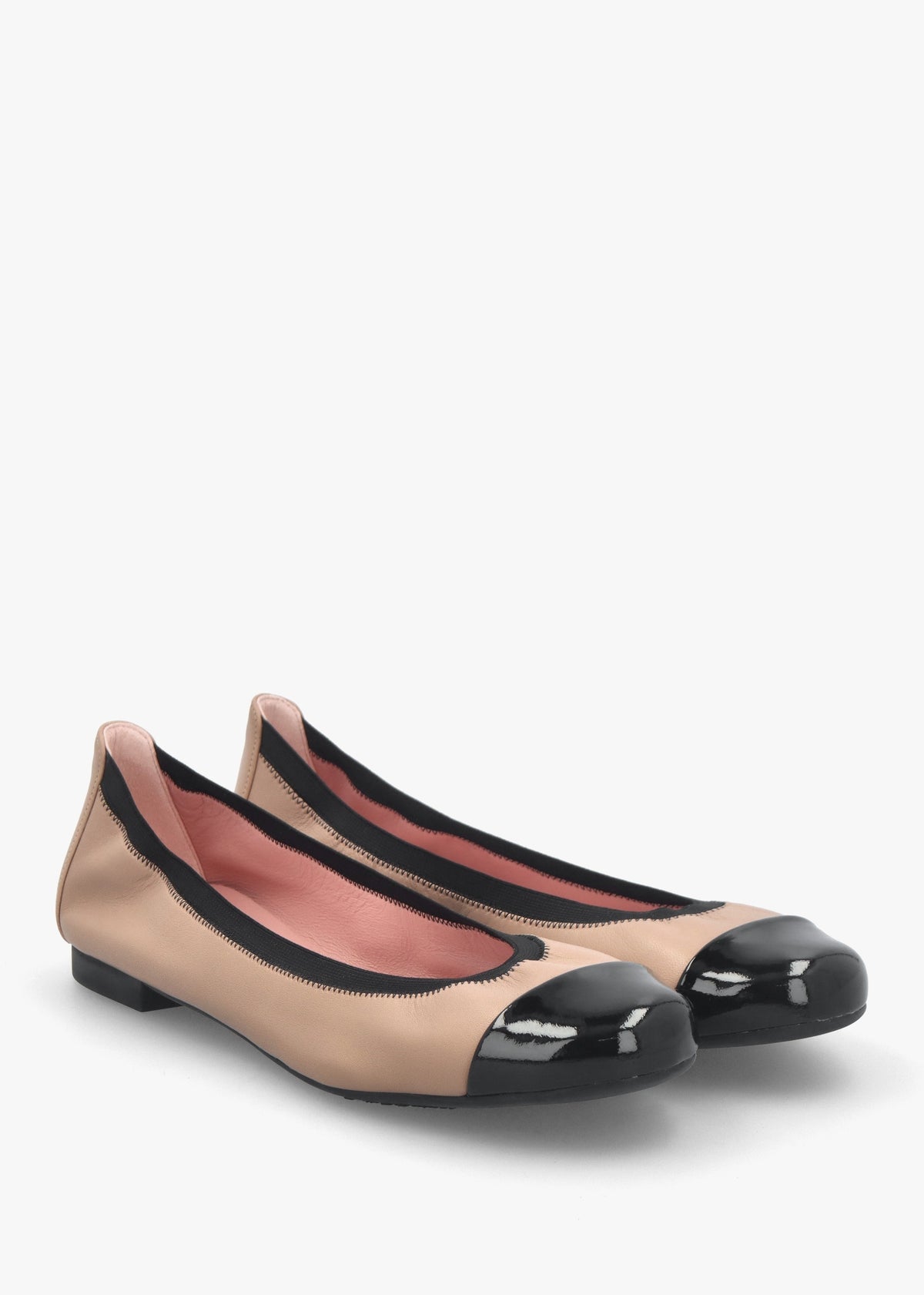 Shirley Nude & Black Leather Ballet Pumps