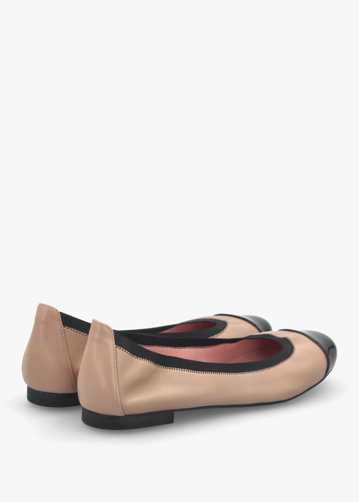 Shirley Nude & Black Leather Ballet Pumps