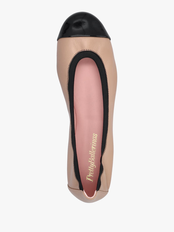 Shirley Nude & Black Leather Ballet Pumps