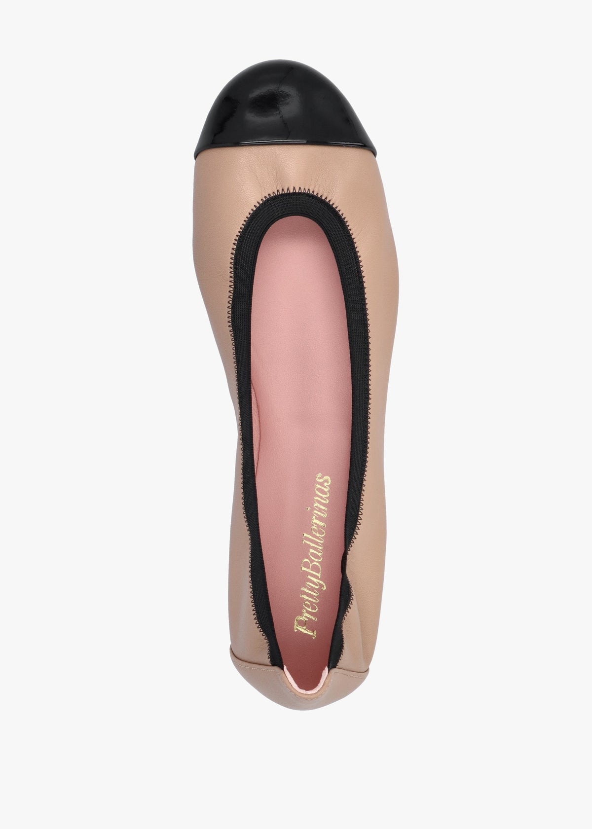Shirley Nude & Black Leather Ballet Pumps