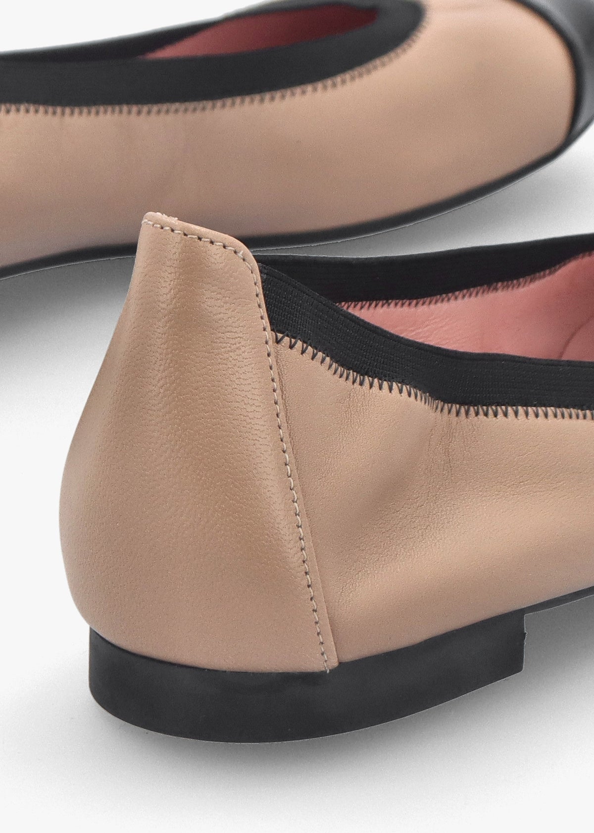 Shirley Nude & Black Leather Ballet Pumps