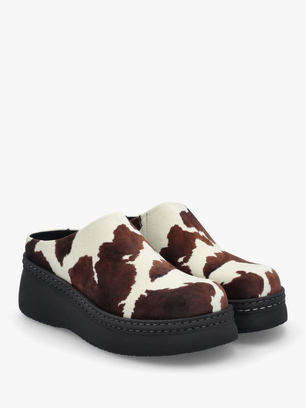 Kristi Cow Print Closed Toe Mules