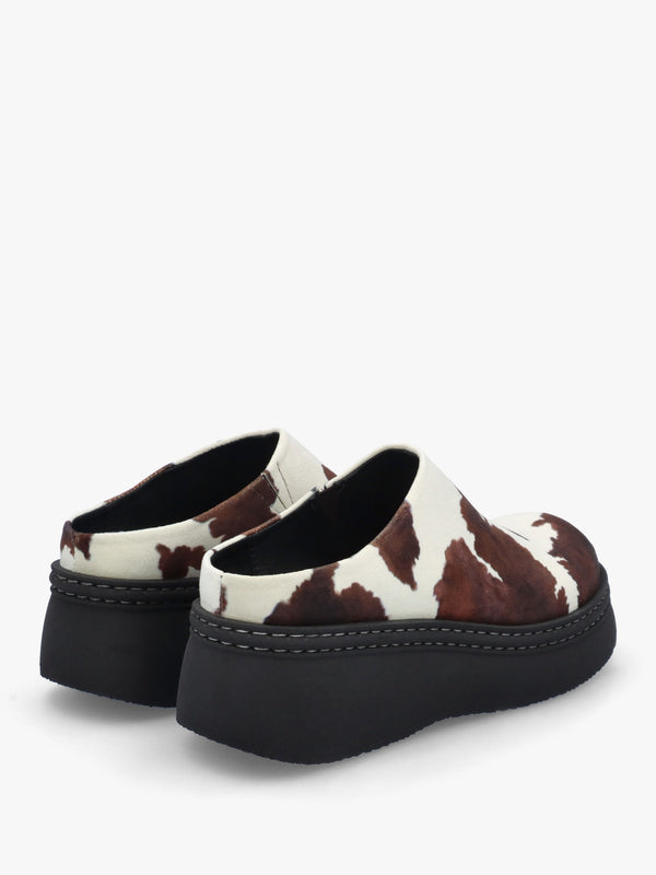 Kristi Cow Print Closed Toe Mules