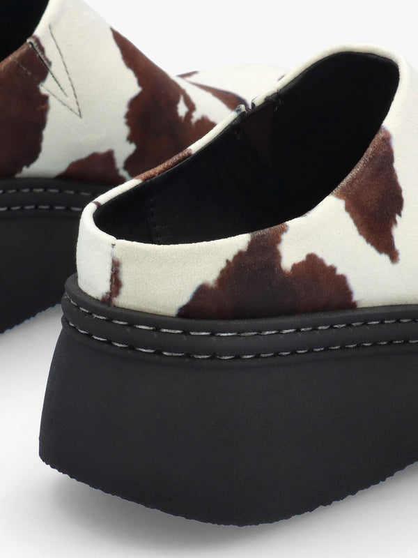 Kristi Cow Print Closed Toe Mules