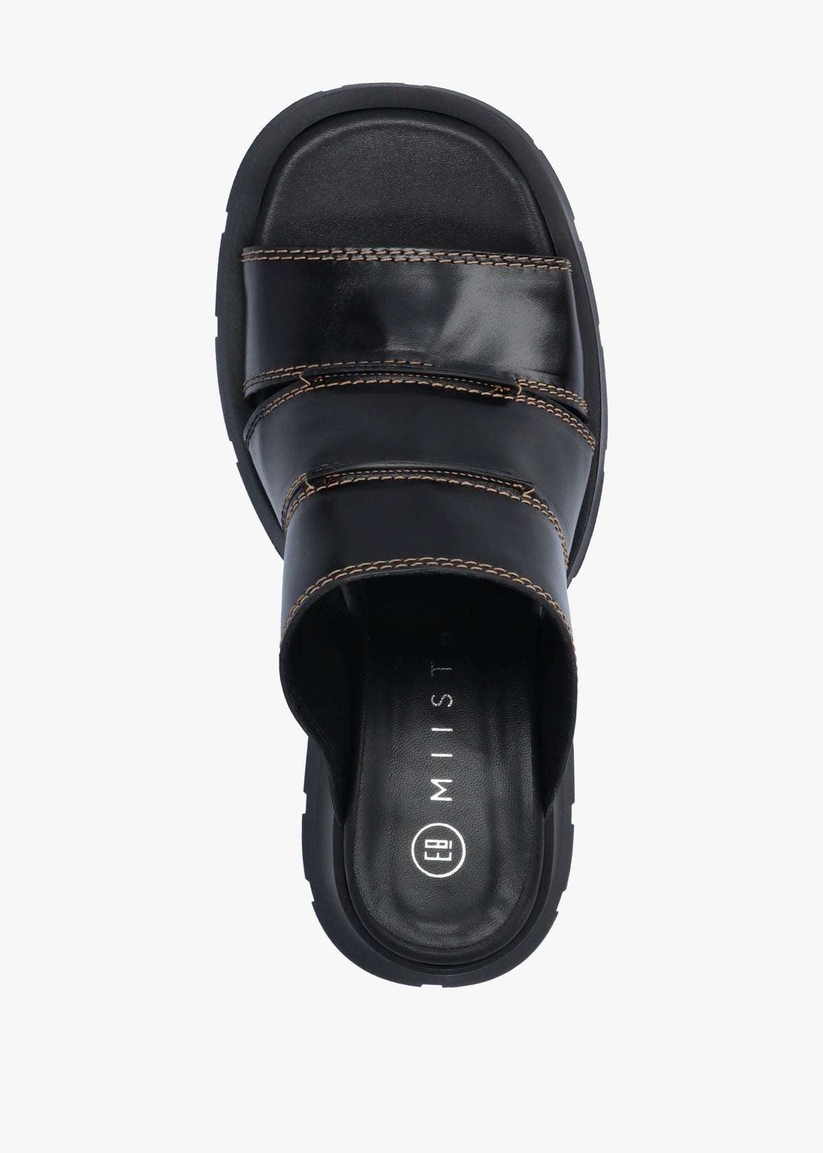 Jadzia Black Leather Block Heel Mules