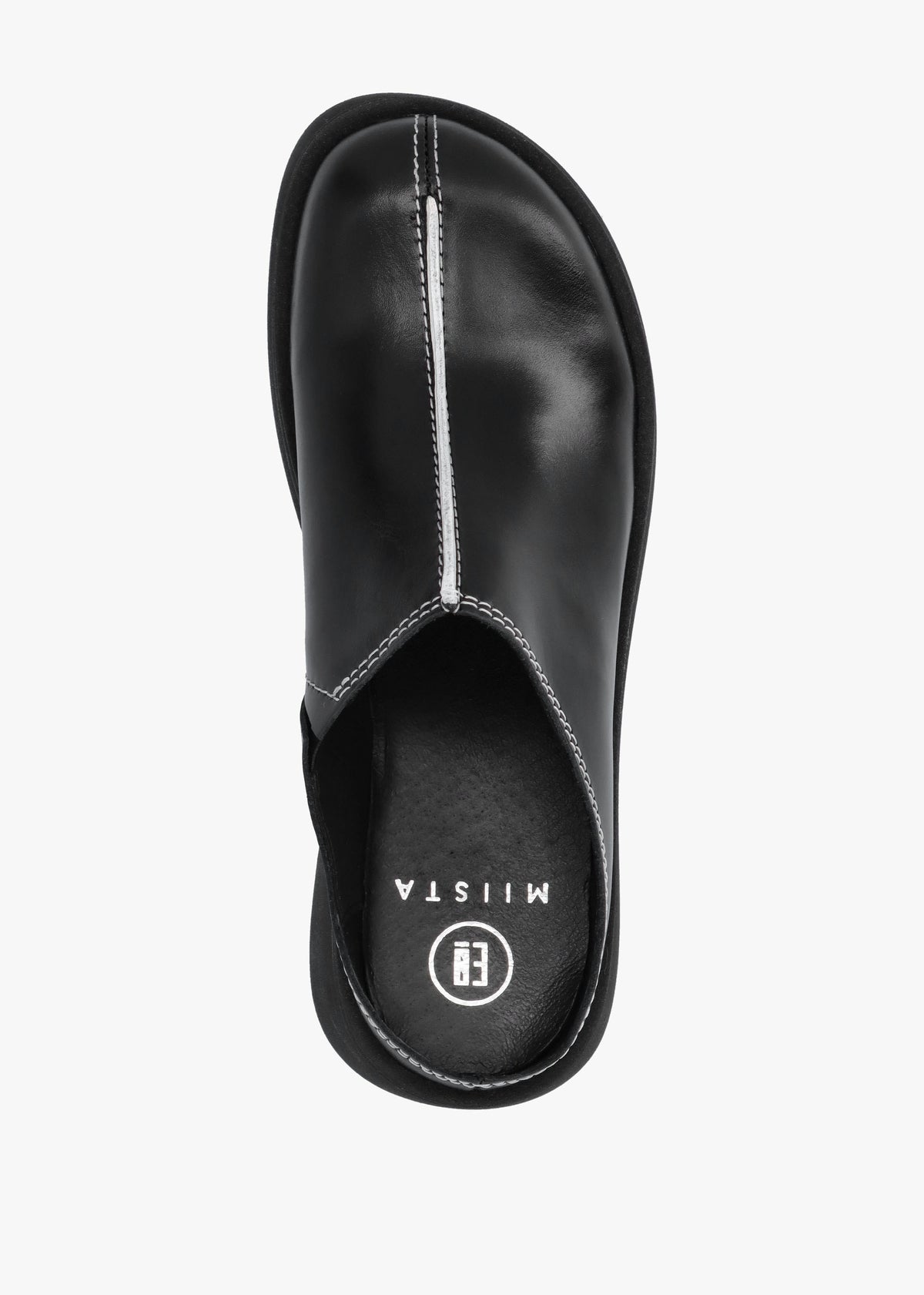 Mego Black Leather Closed Toe Mules