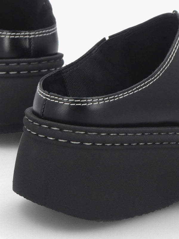 Mego Black Leather Closed Toe Mules