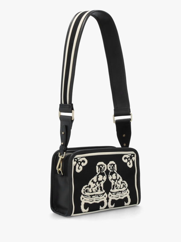 Black Staffordshire Dogs Tapestry Cross-Body Bag