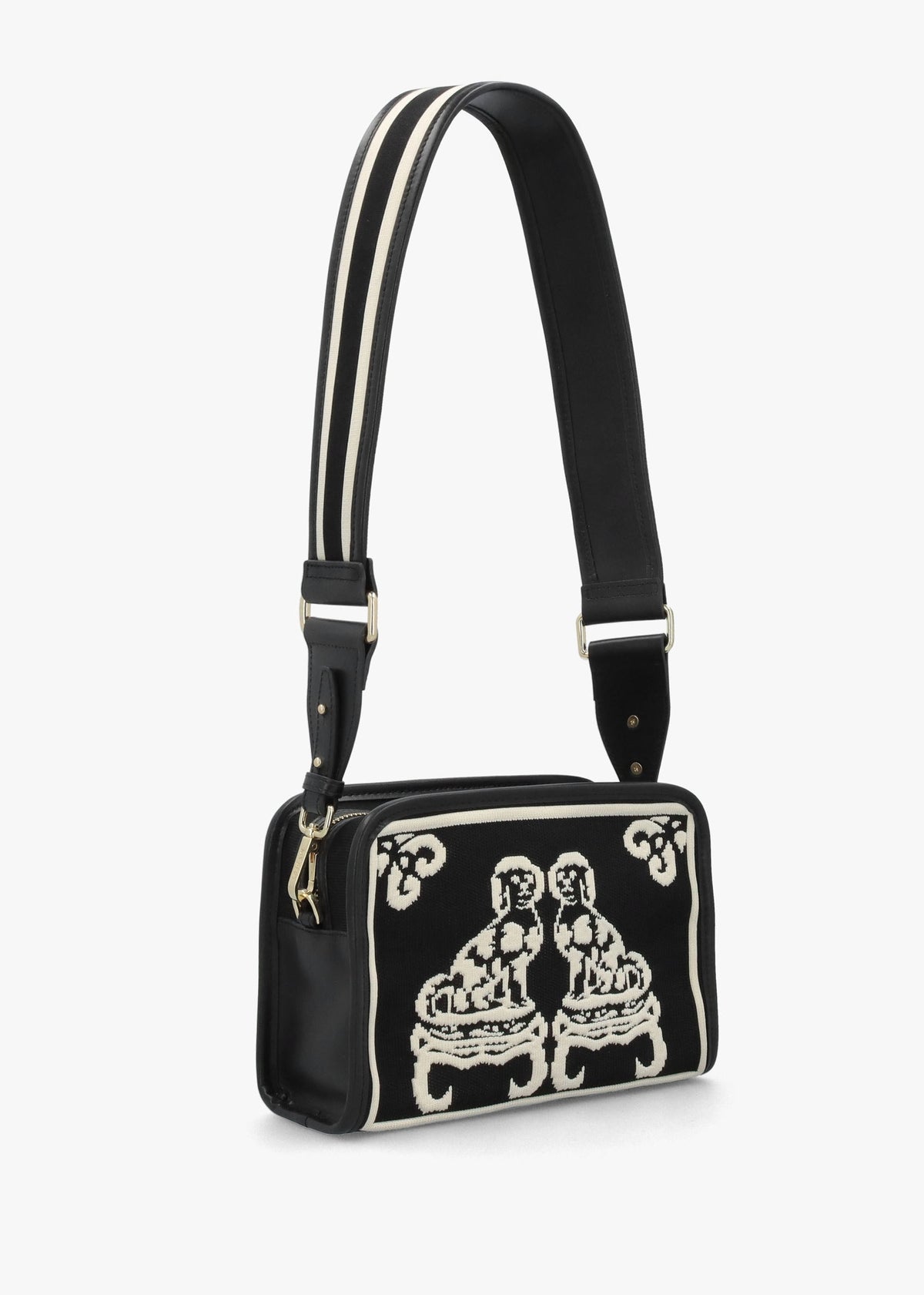 Black Staffordshire Dogs Tapestry Cross-Body Bag