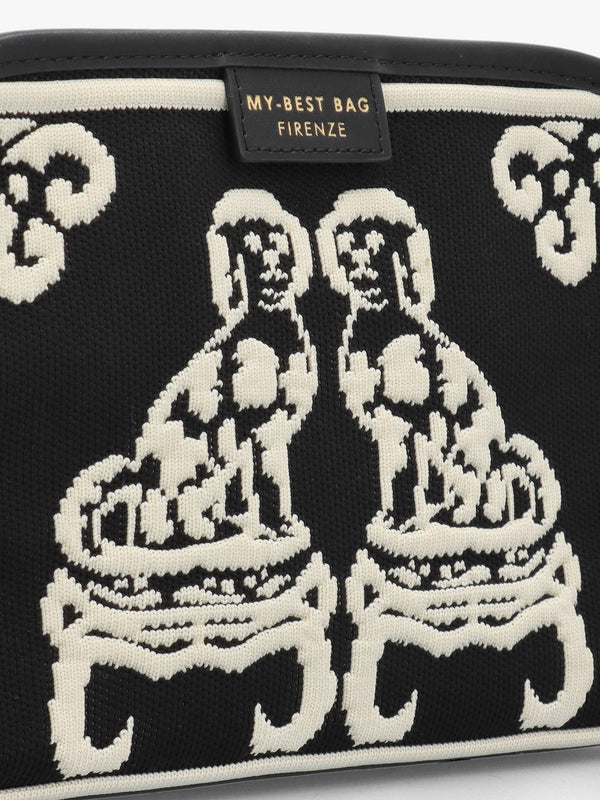 Black Staffordshire Dogs Tapestry Cross-Body Bag