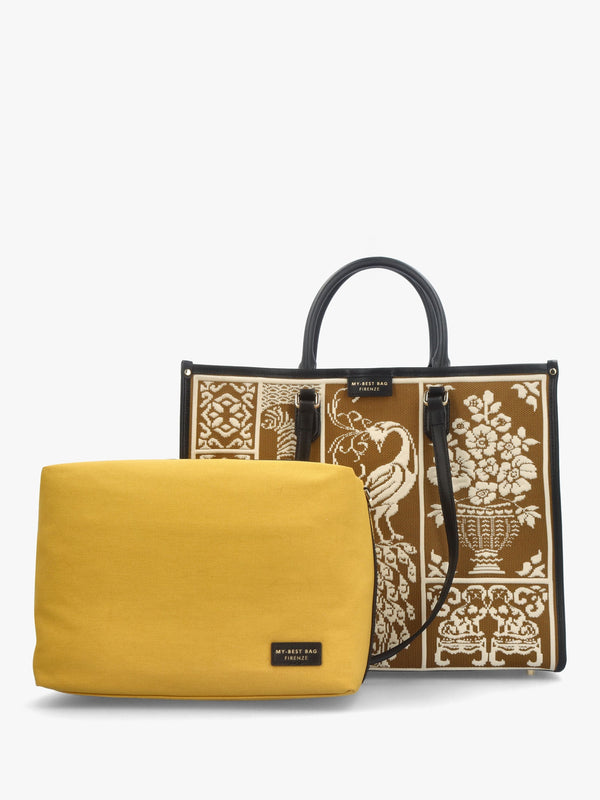 Tan Tapestry Tote Bag