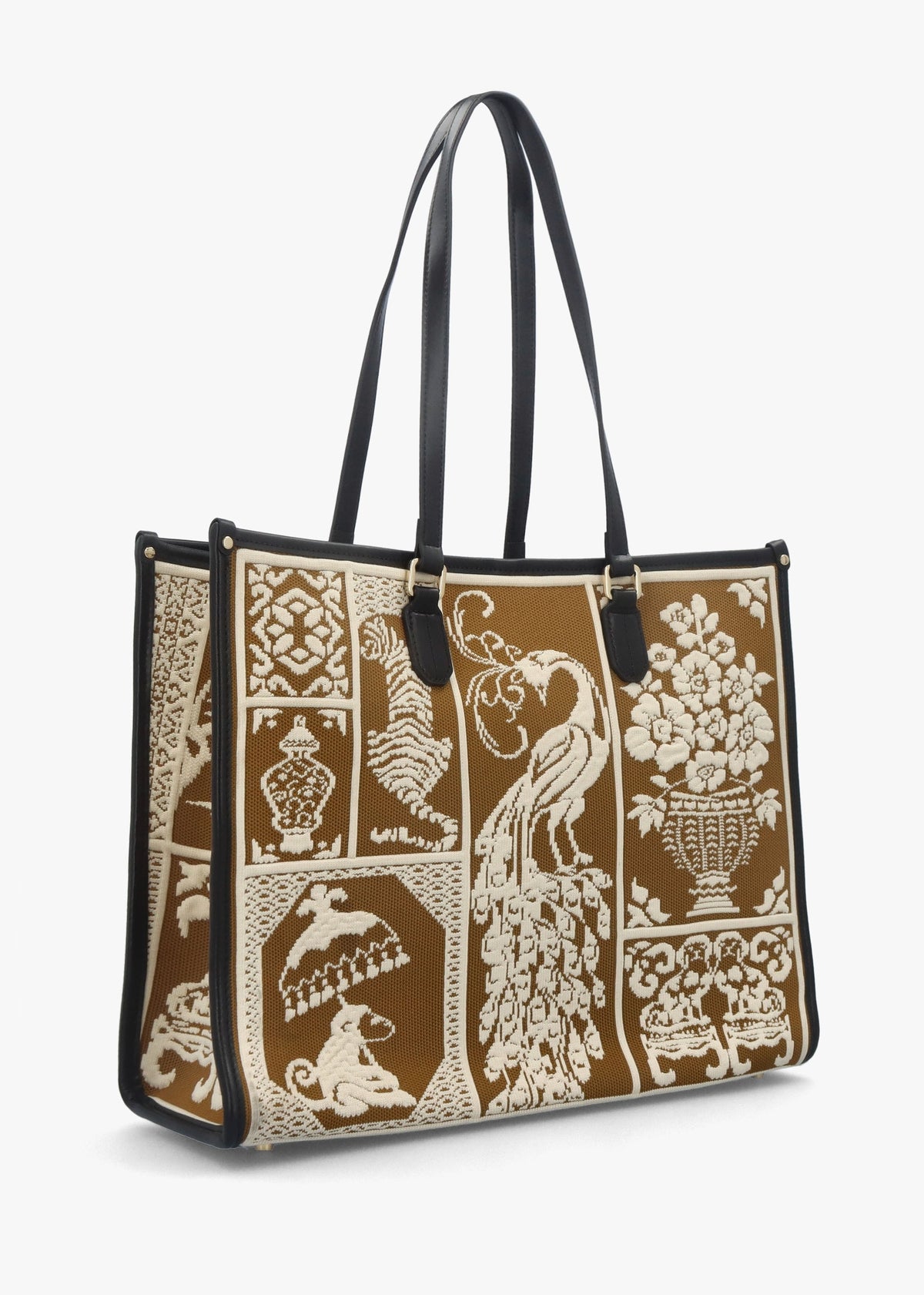 Tan Tapestry Tote Bag