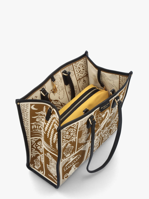 Tan Tapestry Tote Bag