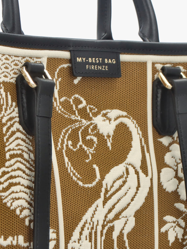 Tan Tapestry Tote Bag