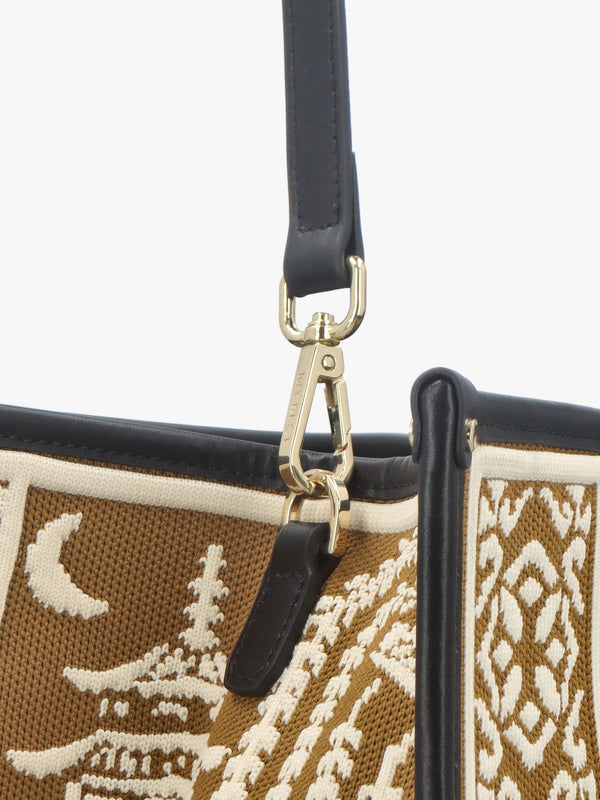 Tan Tapestry Tote Bag