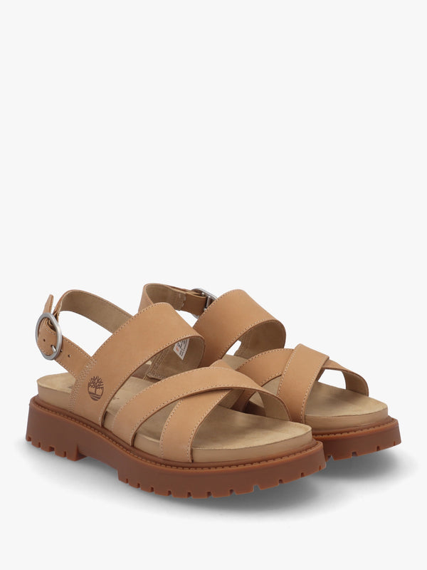 Clairemont Way Medium Beige Nubuck Leather Backstrap Sandals