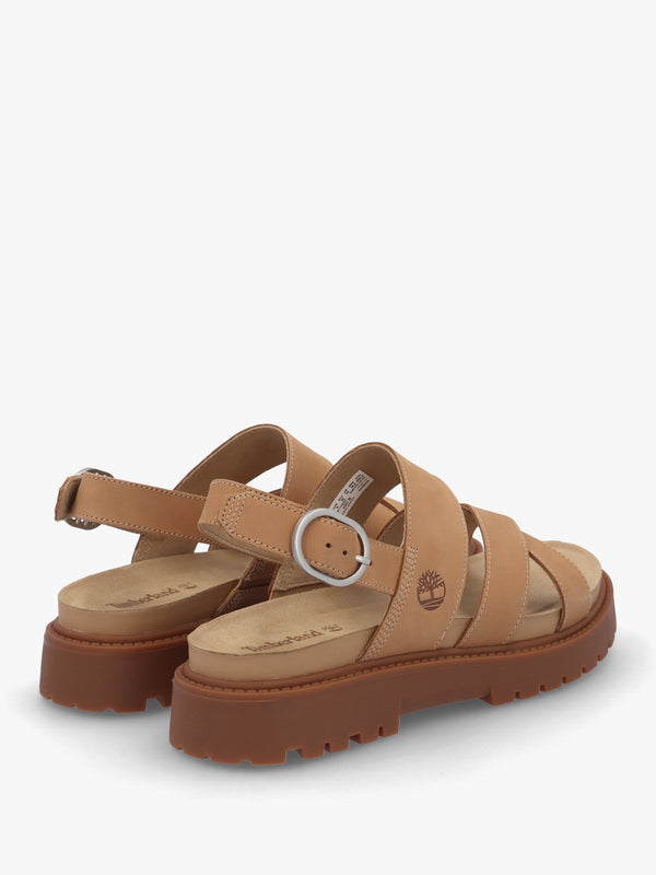 Clairemont Way Medium Beige Nubuck Leather Backstrap Sandals