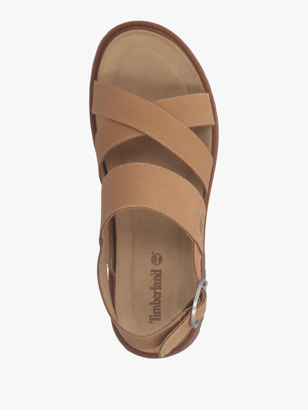 Clairemont Way Medium Beige Nubuck Leather Backstrap Sandals