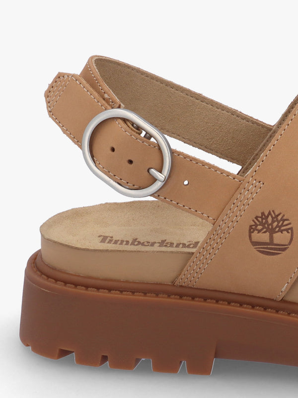 Clairemont Way Medium Beige Nubuck Leather Backstrap Sandals