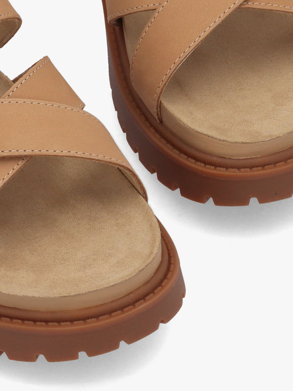 Clairemont Way Medium Beige Nubuck Leather Backstrap Sandals