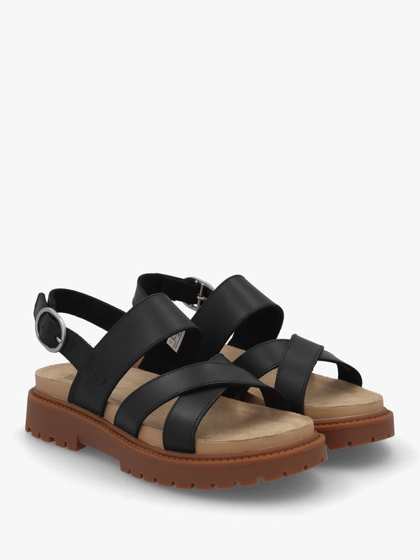 Clairemont Way Black Full Grain Leather Backstrap Sandals