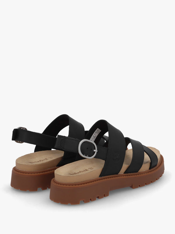 Clairemont Way Black Full Grain Leather Backstrap Sandals