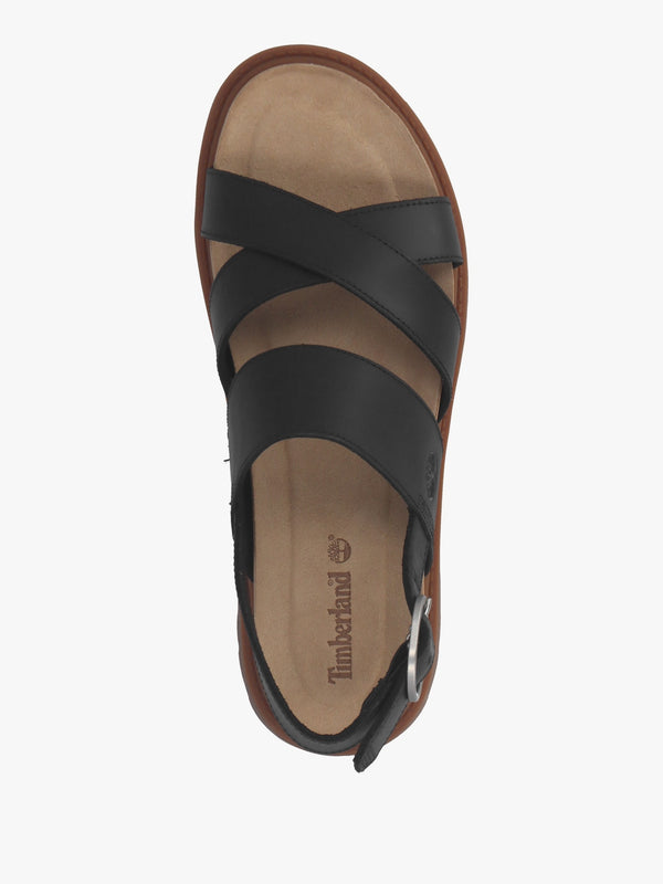 Clairemont Way Black Full Grain Leather Backstrap Sandals