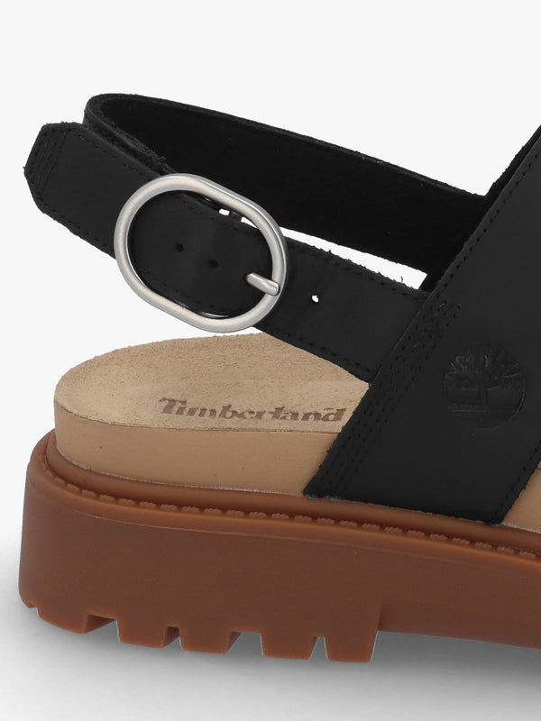 Clairemont Way Black Full Grain Leather Backstrap Sandals
