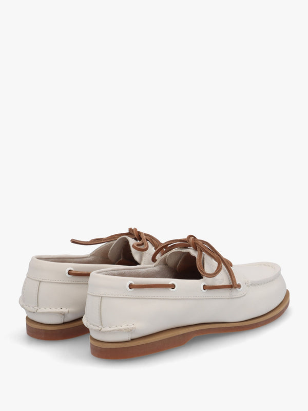 Women’s Classic Natural Full Grain Leather Boat Shoes