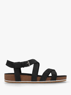 Malibu Waves Black Nubuck Leather Backstrap Sandals