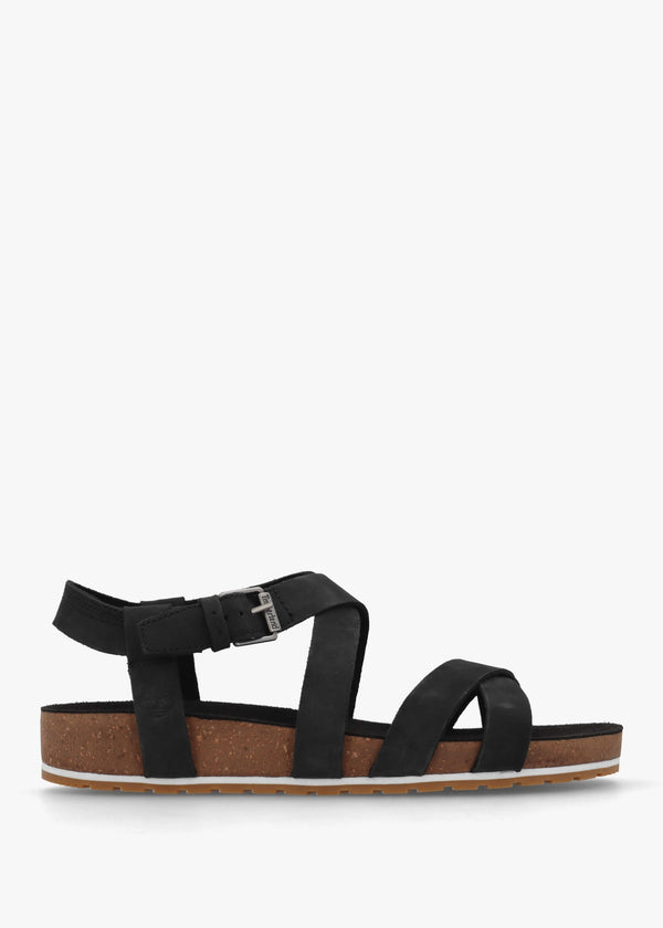 Malibu Waves Black Nubuck Leather Backstrap Sandals