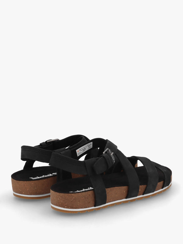 Malibu Waves Black Nubuck Leather Backstrap Sandals