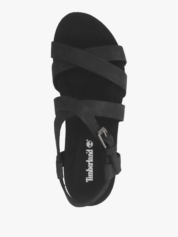 Malibu Waves Black Nubuck Leather Backstrap Sandals