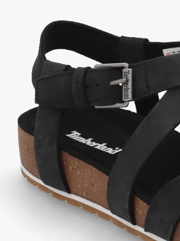 Malibu Waves Black Nubuck Leather Backstrap Sandals