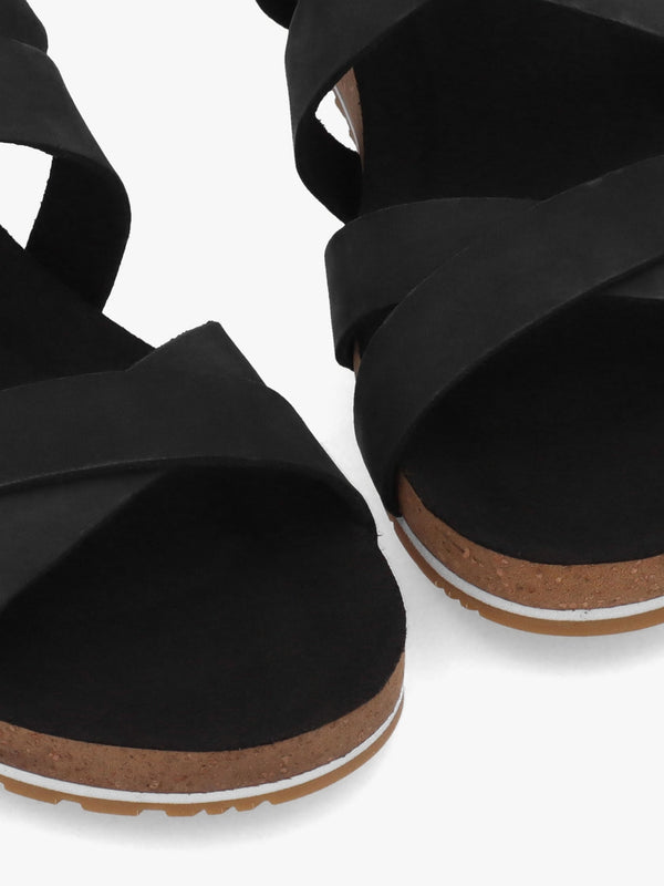 Malibu Waves Black Nubuck Leather Backstrap Sandals