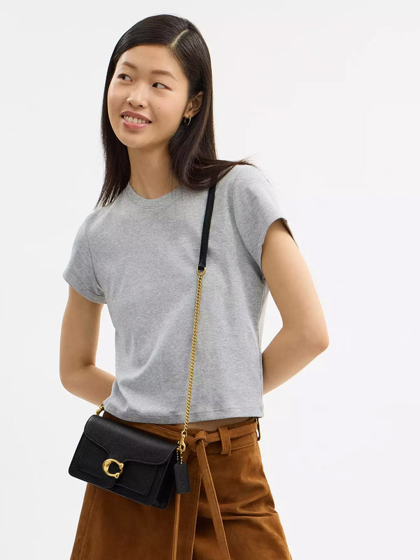 Tabby Black Leather Chain Clutch Bag