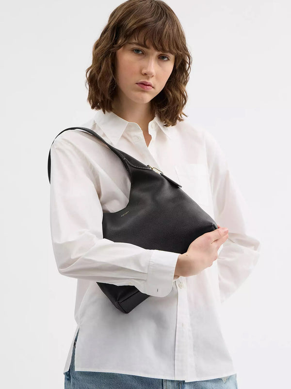 Brooklyn 28 Brass Black Leather Shoulder Bag