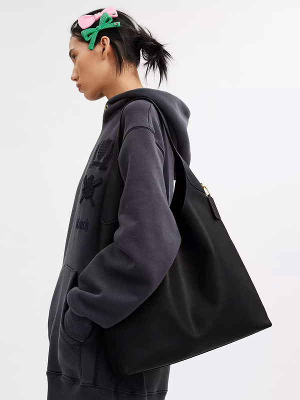 Brooklyn 39 Brass Black Leather Shoulder Bag