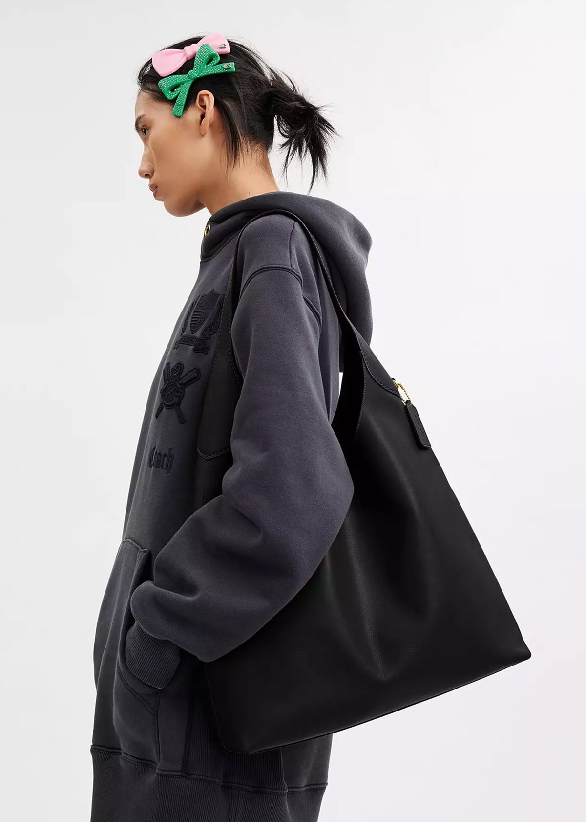 Brooklyn 39 Brass Black Leather Shoulder Bag