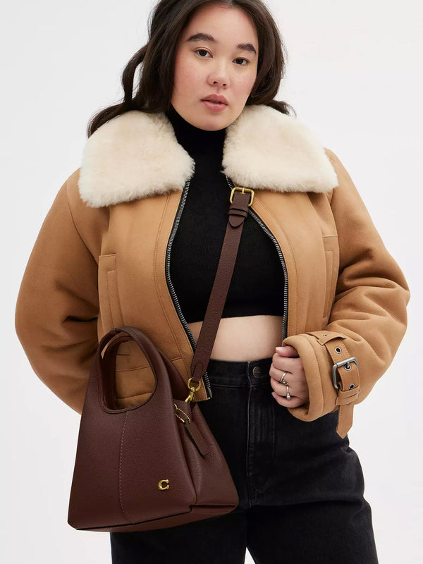 Lana 23 Brass Maple Leather Shoulder Bag
