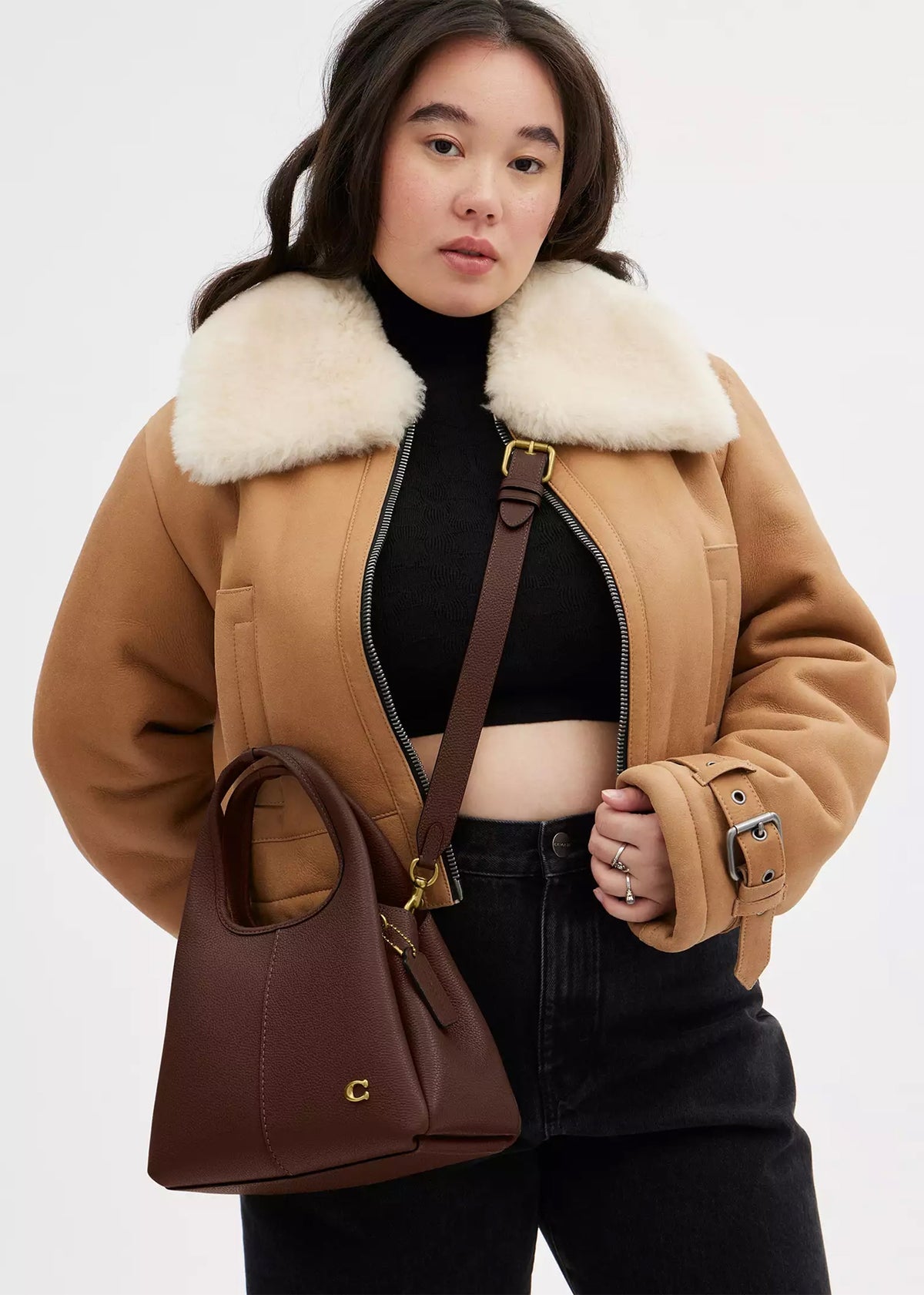Lana 23 Brass Maple Leather Shoulder Bag
