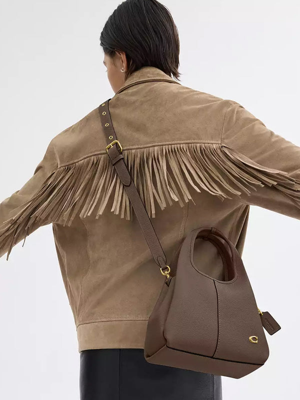 Lana 23 Dark Stone Leather Shoulder Bag