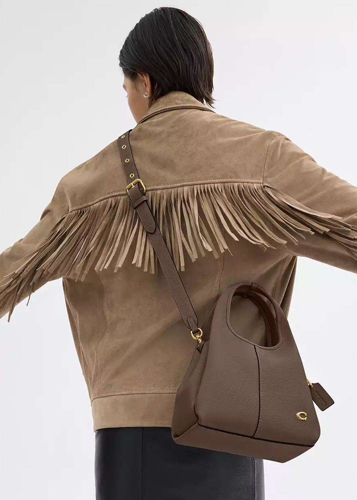 Lana 23 Dark Stone Leather Shoulder Bag