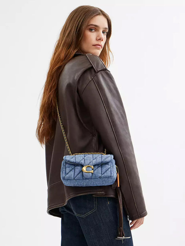 Tabby 20 Quilted Indigo Denim Shoulder Bag